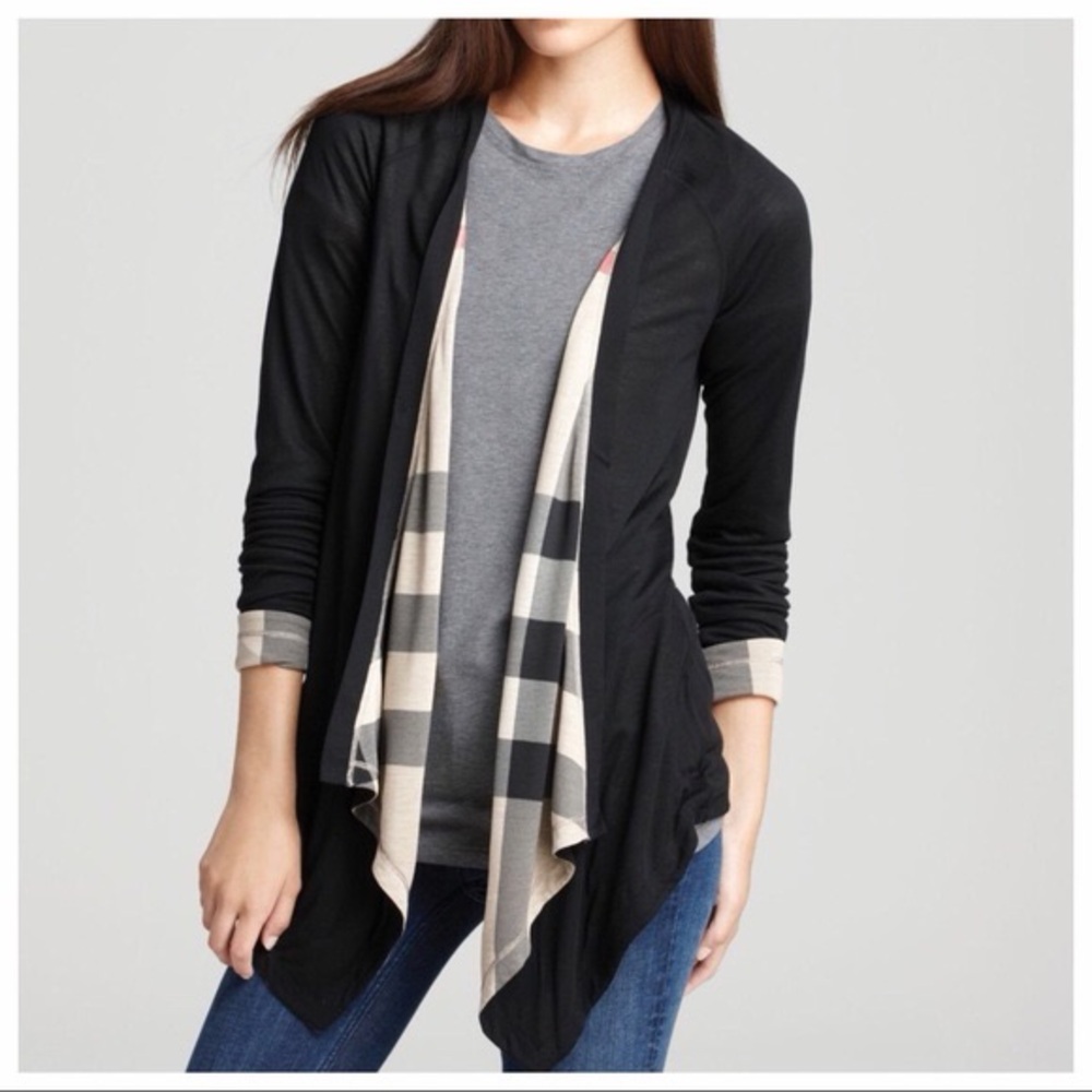 Burberry Brit Drape Front Waterfall Cardigan Reversible Size Small